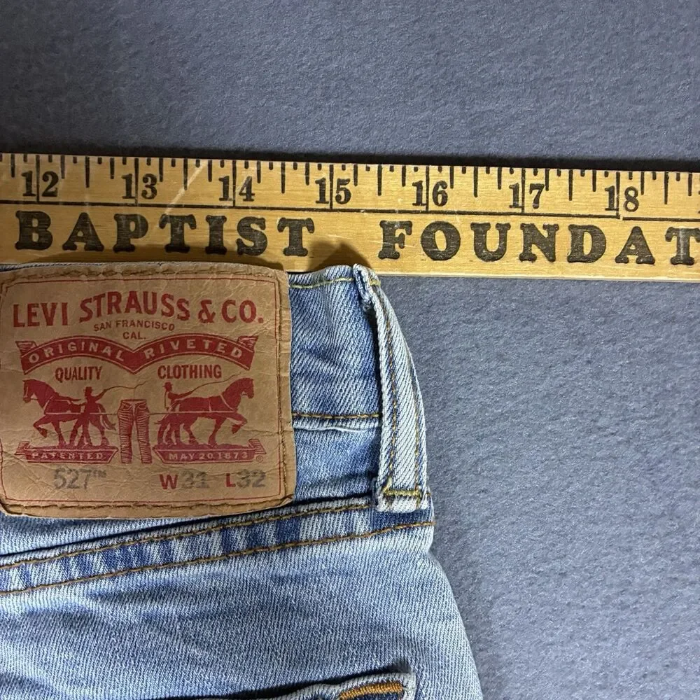 Levis Jeans Mens 31x32 Blue 527 Slim Bootcut Western Cowboy Faded Denim Pants